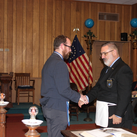 Brother Samuel Boundy being sworn in. Escorted by our 2026 Marshal, Mack McCallister.