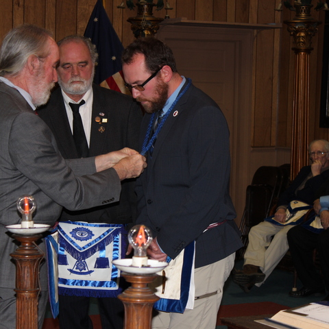 Samuel Boundy being sworn in as Junior Warden